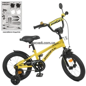 Велосипед детский PROF1 14д. Y14214 Shark, желто-черный