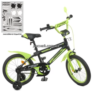 Велосипед детский PROF1 18д. Y18321, Inspirer, черно-салатовый матовый