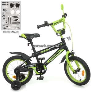 Велосипед детский PROF1 14д. Y14321 Inspirer, черно-салатовый матовый