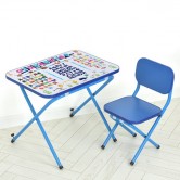 Детский столик Абетка синий, со стульчиком - Дитячий столик Абетка синій