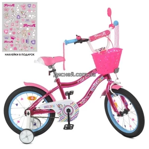 Велосипед детский PROF1 16д. Y16242 S-1K, Unicorn, с корзинкой