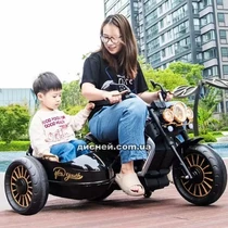 Детский мотоцикл M 5049 EL-2 с коляской, кожаное сиденье