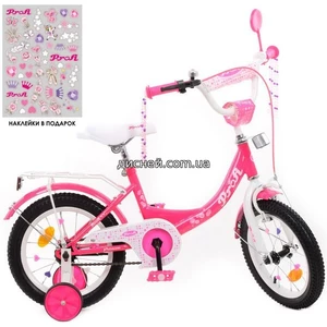 Велосипед детский PROF1 14д. Y1413, Princess, малиновый