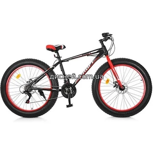 Велосипед 26 д. EB26POWER 1.0 S26.1, черно-красный, фетбайк