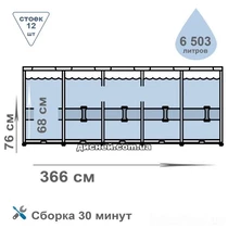 Каркасный бассейн Intex 56994, (28210), 366 х 76 см. фото 41