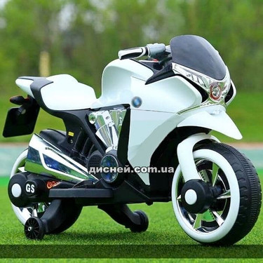 Детский мотоцикл M 3682 L-1, кожаное сиденье, белый