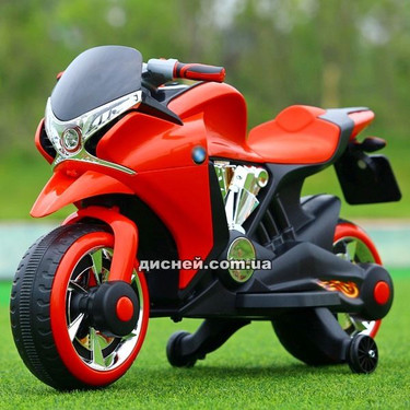 Детский мотоцикл M 3682 L-3, кожаное сиденье, красный