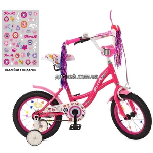 Детский велосипед PROF1 14д. Y1423-1 Bloom, малиновый
