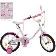 Детский велосипед PROF1 16д. Y1685 Flower, бело-розовый