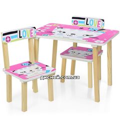 Купить Детский столик 501-58-1 со стульчиками, Кошка, розовый