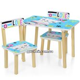 Детский столик 501-58-2 со стульчиками, Кошка, голубой - Дитячий столик 501-58-2