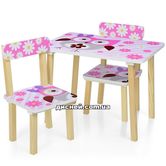 Детский столик 501-63 со стульчиками, Сова, розовый