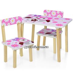 Купить Детский столик 501-63 со стульчиками, Сова, розовый
