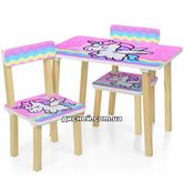 Детский столик 501-65 Единорог, со стульчиками, розовый