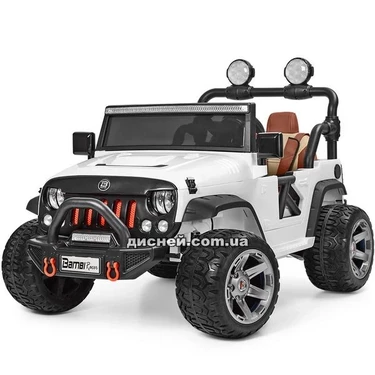 Двухместный детский электромобиль M 4077 EBLR-1, кожаное сиденье, белый