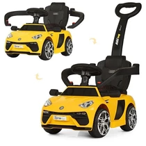 Детский электромобиль - толокар M 3591 L-6, кожаное сиденье, желтый