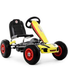 Купить Карт M 4039-6 детский, надувные колеса, желтый