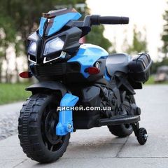 Детский мотоцикл M 3832 EL-2-4, кожаное сиденье, черно-синий