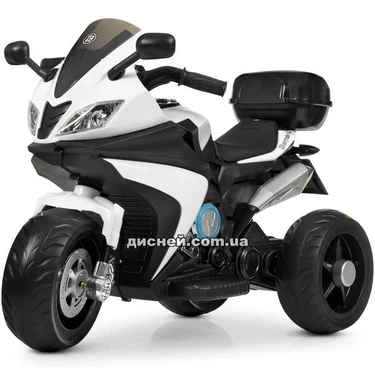 Детский мотоцикл M 4195 EL-1, кожаное сиденье, белый