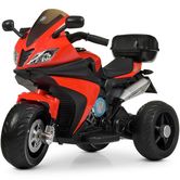 Детский мотоцикл M 4195 EL-3, кожаное сиденье, красный
