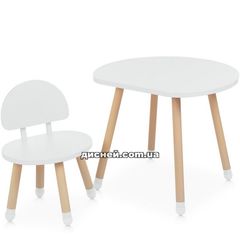 Детский столик M 4254 Mushroom white, со стульчиком, белый