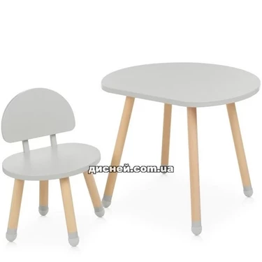 Детский столик M 4254 Mushroom gray, со стульчиком, серый