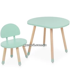 Детский столик M 4254 Mushroom mint, со стульчиком, мятный