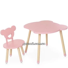 Детский столик M 4255 Bear pink со стульчиком, розовый