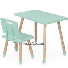 Детский столик M 4256 Square mint, со стульчиком, мятный