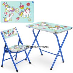 Детский столик A19-BLUE UNI, Единорог, со стульчиком