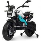 Детский мотоцикл M 4267 EL-1-4, мягкие колеса, бело-синий