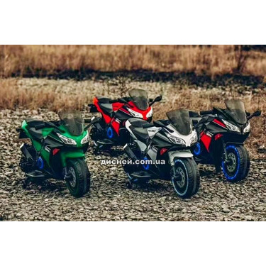 Дитячий мотоцикл M 4268 L-2 Kawasaki, шкіряне сидіння - Купити в