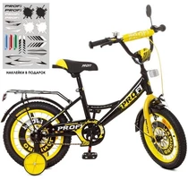 Детский велосипед PROF1 14д. XD1443 Original boy, черно-желтый