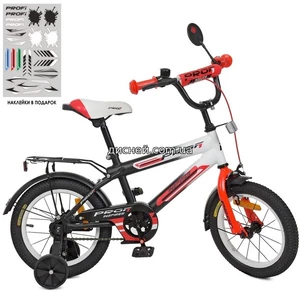 Велосипед детский PROF1 14д. SY1455 Inspirer, черно-бело-красный