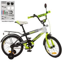 Велосипед детский PROF1 14д. SY1454 Inspirer, черно-бело-салатовый