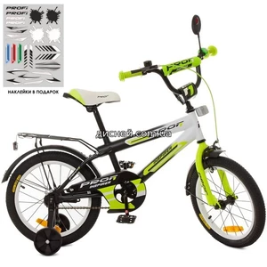 Купить Велосипед детский PROF1 14д. SY1454 Inspirer, черно-бело-салатовый