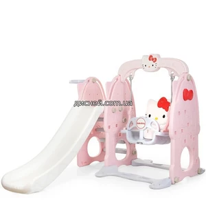 Купить Детская горка-качель HK 5018-2A, Hello Kitty, розово-серая