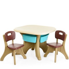 Купить Детский столик ETZY-13, 2 стульчика, бежево-коричневый - Дитячий столик ETZY-13