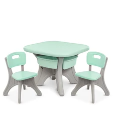 Детский столик NEW TABLE-5, 2 стульчика, серо-мятный фото 41