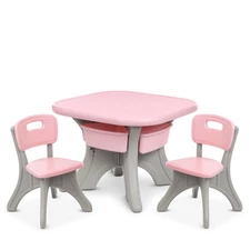 Детский столик NEW TABLE-8, 2 стульчика, серо-розовый фото 41