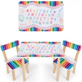 Детский столик 501-77(UA), со стульчиками, карандаши