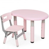 Детский столик Peanut-8, со стульчиком, серо-розовый