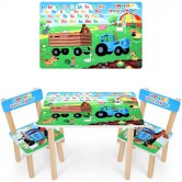Детский столик 501-87 (UA) со стульчиками, синий трактор