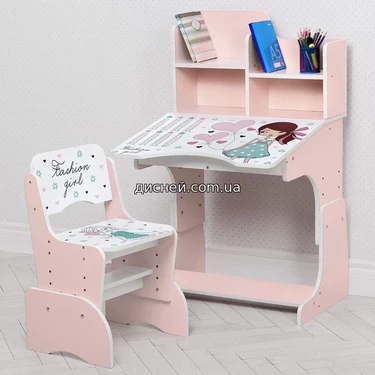 Детская парта W 2071-98-2 со стульчиком, Fashion girl , розовая