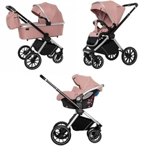 Коляска универсальная CARRELLO Optima CRL-6504 (3in1) Hot Pink, в льне