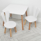Детский столик 04-025W+1, со стульчиками, белый