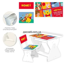 Детская парта PL-2021-07, со стульчиком, Winnie the Pooh , белая