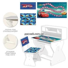 Детская парта PL-2021-04, со стульчиком, Cars , белая