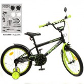 Велосипед детский PROF1 18д. Y1871 Dino, черно-салатовый матовый