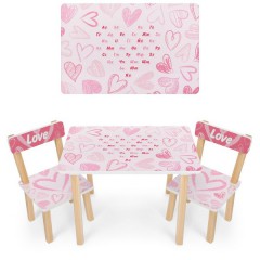 Купить Детский столик 501-118(UA) со стульчиками, сердечки
